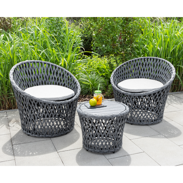 HC Garten & Freizeit Balkongarnitur RUA 3tlg. Balkonset Gartenset Tisch aus Akazienholz schwarz