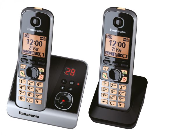 Panasonic schnurloses Dect-Telefon mit Zusatzset KX-TG 6722 GB schwarz 
