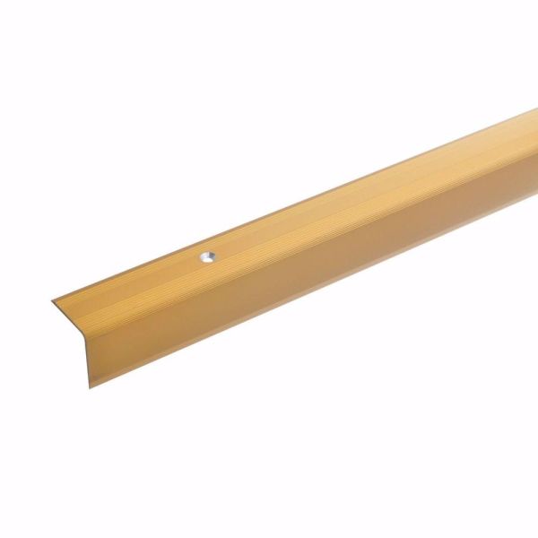 acerto® Alu Treppenwinkel-Profil 100cm 27x27mm gold gebohrt