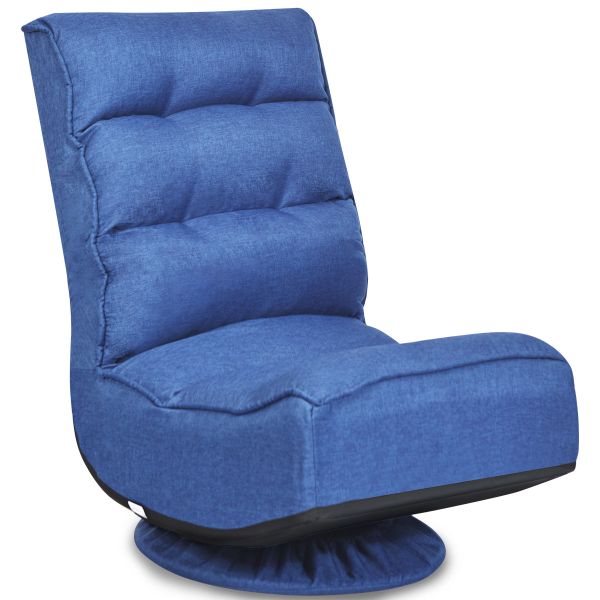 COSTWAY Relaxsessel 360°drehbar, mit 5-Fach Verstellbarer Rückenlehne Blau
