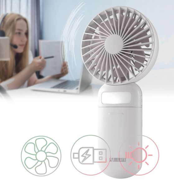 X4-LIFE Mini Ventilator mit Spiegel, LED Licht und Akku