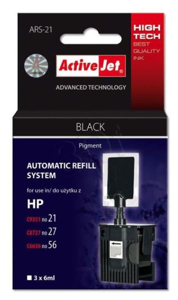 TIN ACTIVEJET Refill-Set ARS-21 für HP 21/ 27/ 56 black