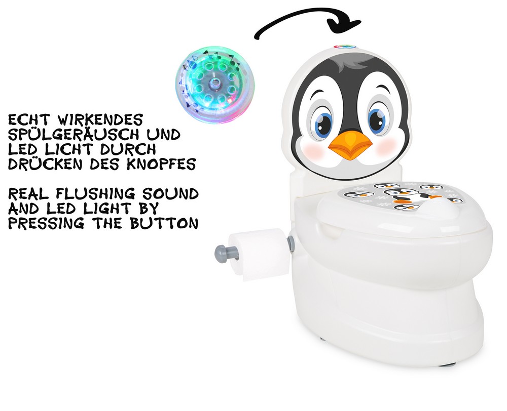 JAMARA-460960-Meine kleine Toilette Pinguin mit Spülsound und  Toilettenpapierhalter | Norma24