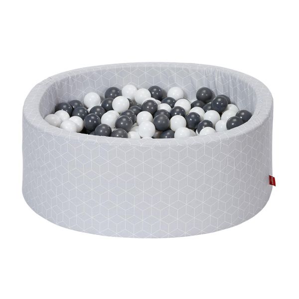 Knorrtoys - Bällebad soft - "Geo cube grey" - 300 balls grey/creme