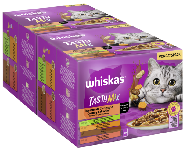 WHISKAS TASTY MIX Portionsbeutel Multipack Country Collection in Sauce 24 x 85g