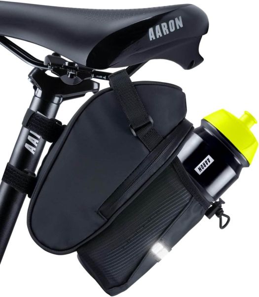 Fahrrad Satteltasche mit Flaschenhalter, Wasserabweisende Fahrradtasche mit Reflektor
