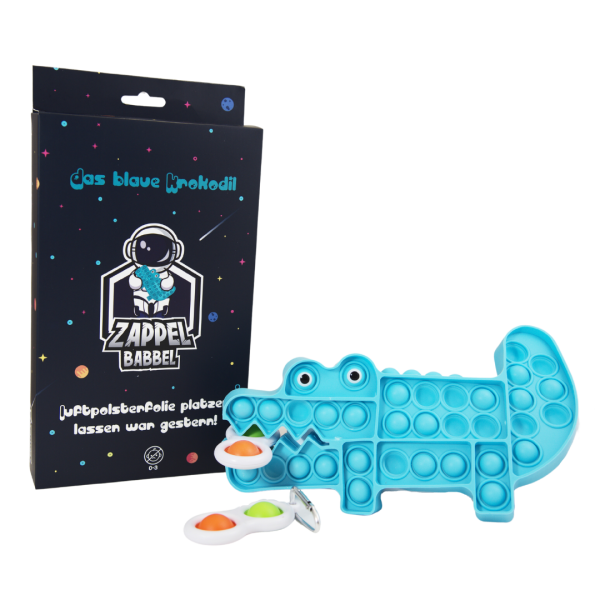 ZAPPELBABBEL Blaues Krokodil Push Pop Spielzeug zum Stressabbau - Dimple Fidget Toy