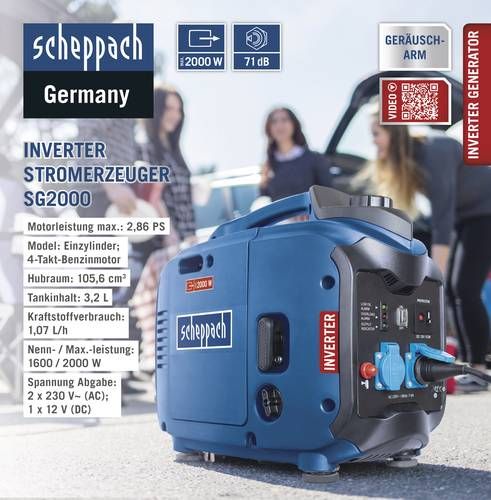 Scheppach SG2000 Inverter Stromerzeuger 2000 W blau