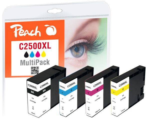 Peach Spar Pack Tintenpatronen mit Chip, kompatibel zu Canon PGI-2500 XL