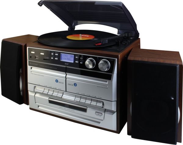 soundmaster Stereo-Musikcenter mit DAB+, Plattenspieler, CD/MP3, Doppeltes Kassettenfach und Encoding