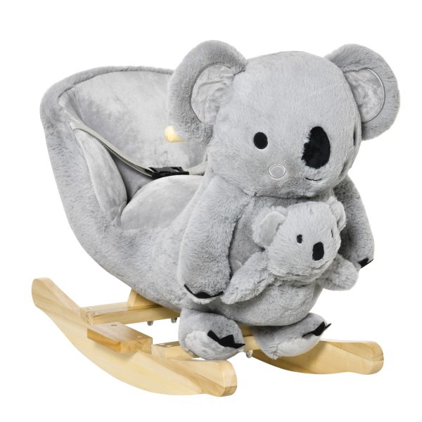 HOMCOM Schaukelpferd Plüsch Schaukeltier Babyschaukel Spielzeug Koala-Design