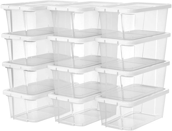 12er Set Schuhboxen Aufbewahrungsboxen 34,5 x 19,5 x 12,5 cm