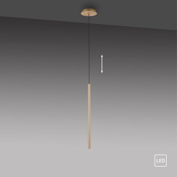 Paul Neuhaus LED Pendelleuchte FLUTE, 1x LED-Board/4,20Watt, 3000 Kelvin, Messing matt