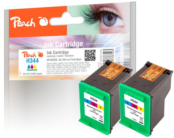 Peach Doppelpack Druckköpfe color kompatibel zu HP No. 344, C9363E
