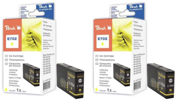 Peach Doppelpack Tintenpatronen gelb kompatibel zu Epson T7024