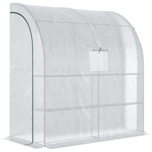 Foliengewächshaus Gewächshaus Treibhaus mit 2 Türen Pflanzenaufzucht UV-Schutz Stahl PE Weiß 200 x 1