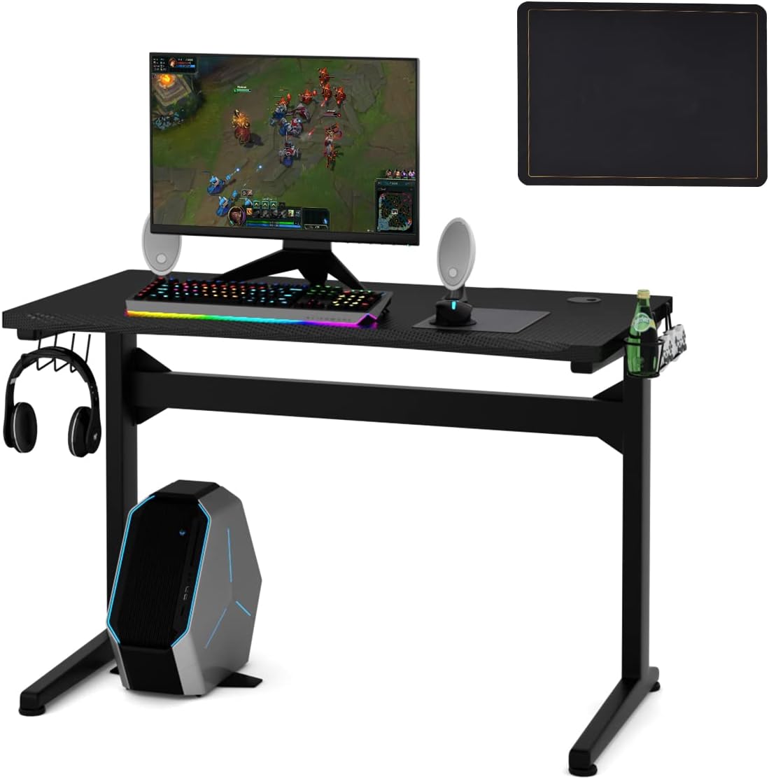 COSTWAY Gamingtisch, Ergonomischer Schreibtisch mit mit Tassen