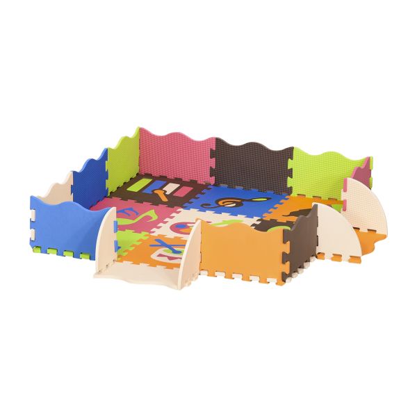 HOMCOM Puzzlematte 25 Teile mit Musikinstrumenten Kinderspielteppich Matte Spielmatte Bodenschutzmat