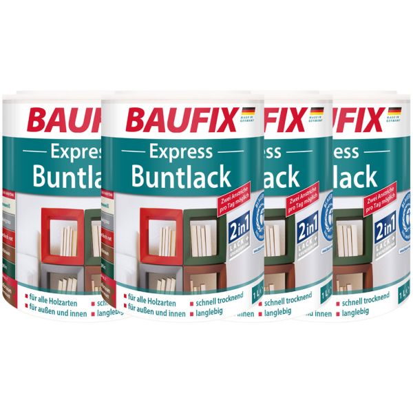 BAUFIX Express Buntlack 2 in 1, nussbraun, 4er Set
