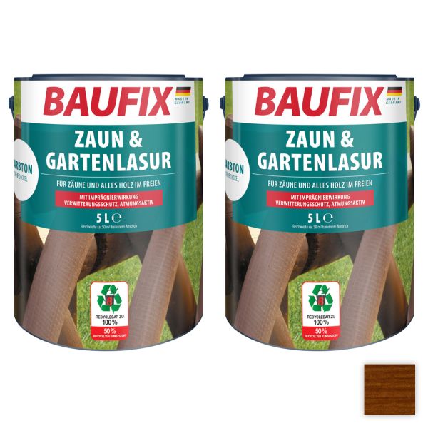 Baufix Zaun- und Gartenlasur, Kastanie - 2er-Set