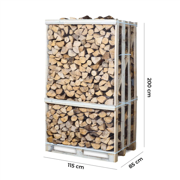 Kammergetrocknetes Brennholz Erle auf Palette 1,8 RM (Außenmaße)