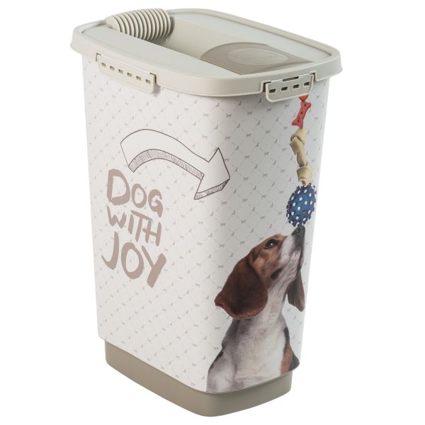 Rotho MyPet Cody Tierfutterbehälter 25l mit Deckel und Schüttvorrichtung, Hundemotif