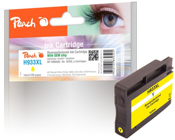 Peach Tintenpatrone mit Chip, gelb HC kompatibel zu HP No. 933XL, CN056AE