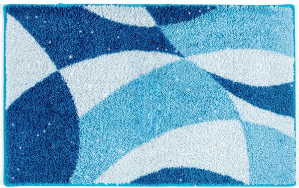 Sensino Polyacryl Badteppich mit Glitzerfaser - Wellen Blau