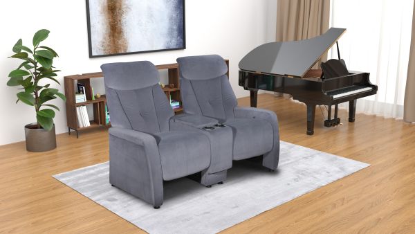 Lubra Living 2-Sitzer Heimkino-Sofa mit Getränkehalter & Ablagefach Samt Anthrazit