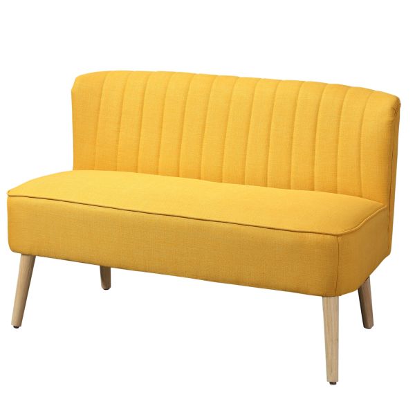 HOMCOM Sofa 2-Sitzer Stoffsofa Couch Polstersofa Loungesofa breit Gelb
