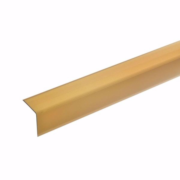 acerto® Alu Treppenwinkel-Profil 100cm 32x30mm gold ungebohrt