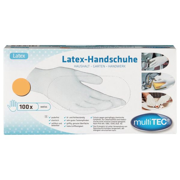 Multitec Latex-Einmalhandschuhe, Weiß, Größe S - 100er Set