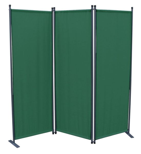 Grasekamp Stellwand 165x170 cm dreiteilig - grün - Paravent Raumteiler Trennwand Sichtschutz