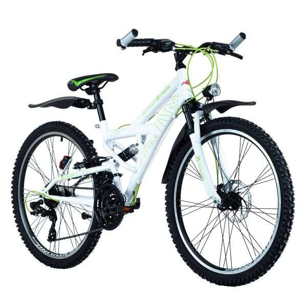 KS Cycling Mountainbike Fully ATB 24'' 4Masters weiß-grün RH 42 cm