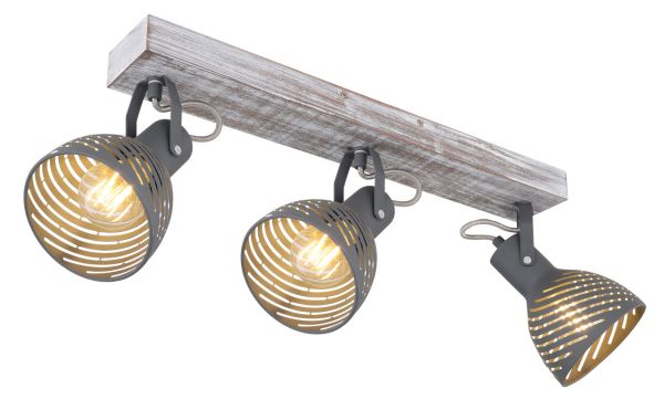 Globo Lighting - MORI - Strahler Holz antik weiß getüncht, 3x E27