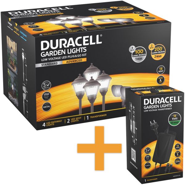 Duracell LED Niedervolt Gartenlampen 6er-Set inkl. Netzadapter, braun matt