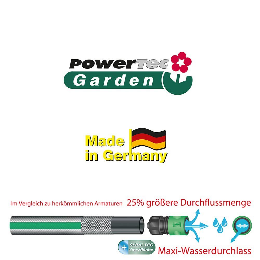 Powertec Garden Gartenschlauch SlideTec, 3/4, 15 m, as-Grün