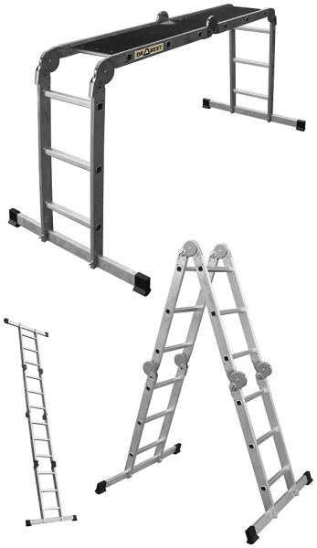 Universal-Aluminium-Leiter mit Plattform, 4x3 Sprossen,150 kg, gestanzt
