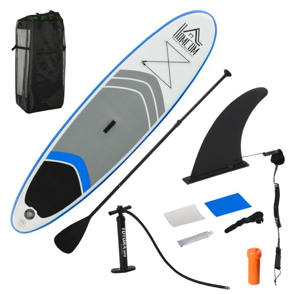 HOMCOM Aufblasbares Surfbrett Stand Up Board mit Paddel Rutschfest Inkl. Ausrüstung 305 x 80 x 15 cm