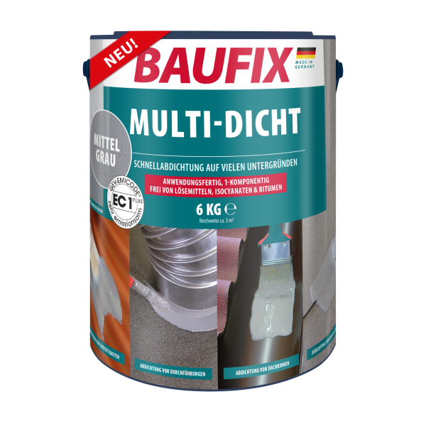 Baufix Multi-Dicht Schnellabdichtung mittelgrau, 6 kg Dichtmasse