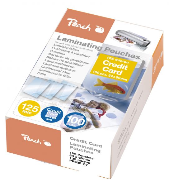 Peach Laminierfolien für Kreditkarten (54x86mm), 125 mic. glänzend, PP525-07, 100 Stk.