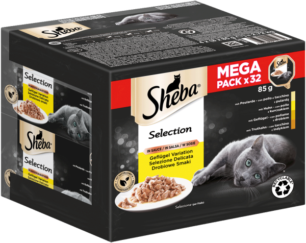 SHEBA Schale Mega Pack Selection in Sauce Geflügel Variation 32 x 85g