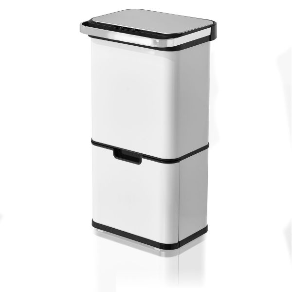 AMARE Innovativer Sensor Mülleimer, 54 Liter Fassungsvermögen mit 3 Fächern und Ozongenerator zur Ve