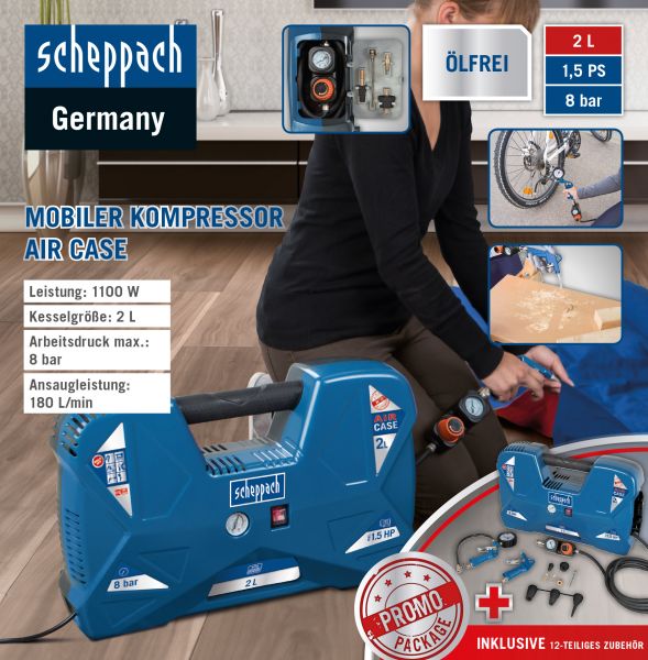 Scheppach Kompressor-Set Aircase 2 Liter