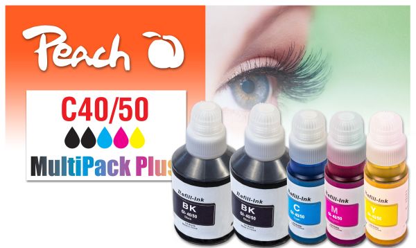 Peach Spar Pack Plus Tintenpatronen, ersetzt Canon GI-40, GI-50