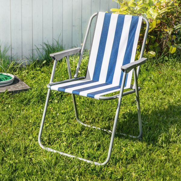 Solax-Sunshine Garten- und Camping Stuhl, Blau/Weiß