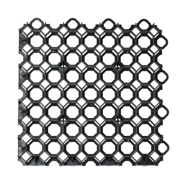 8x Rasengitter Kunststoff Platte schwarz 49 x 49 x 4 cm - Befahrbar – bis 400t/m² - Hochwertige Rase