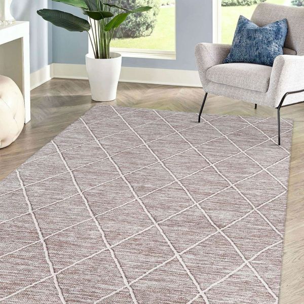HOMCOM Teppich aus Baumwolle Braun 200 x 140 x 0,7 cm