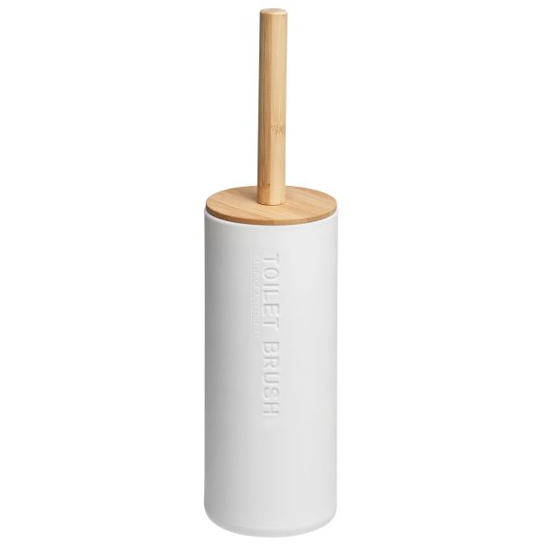 AMARE WC-Bürste Bambus Toilettenbürste mit Halter 9 x 35 cm, weiß