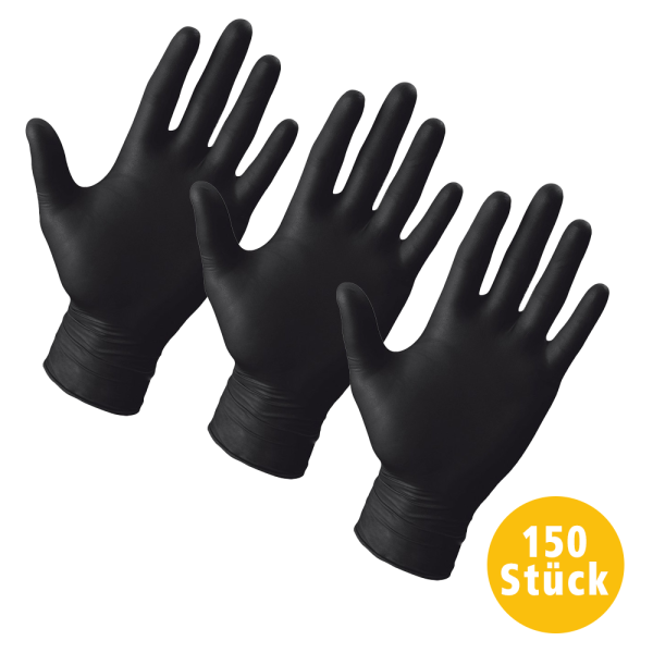 Multitec Latex-Handschuhe, Größe L - Schwarz, 50er-Set, 3er-Set